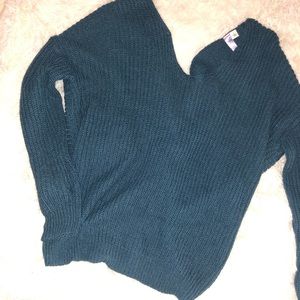 Blue sweater with crossed back